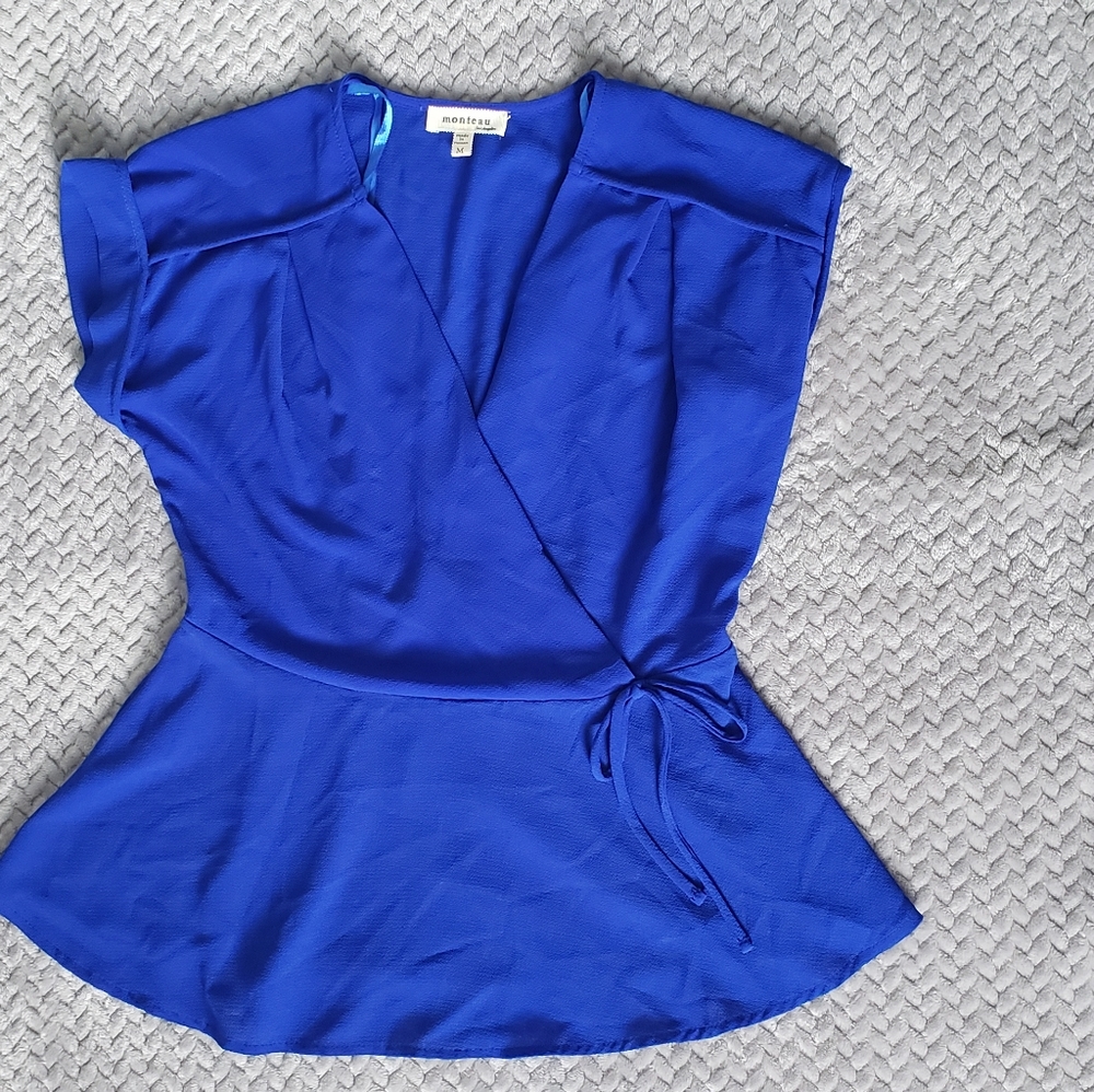 Blue Monteau peplup blouse